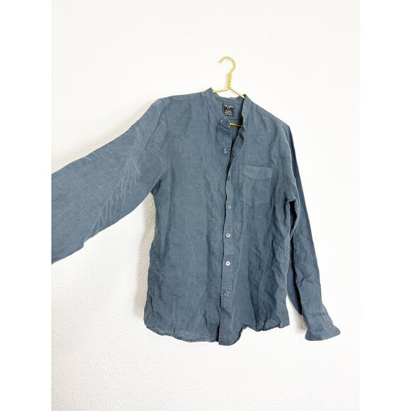 Todd Snyder Slim Sea Soft Irish Linen Point Collar Shirt Size Medium Blue - Picture 10 of 12